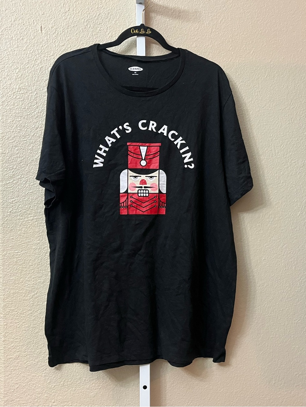 Old Navy Black Short-Sleeve Tee with Red Nutcracker Graphic
